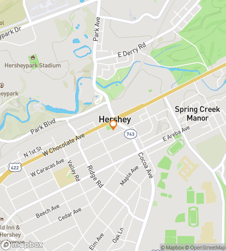 Map of scavenger hunt walking tour for Hershey Spooky Hunt: Ghosts of Sweet Town