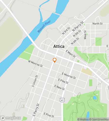 Map of scavenger hunt walking tour for Attica‘s Downtown Dazzle Hunt