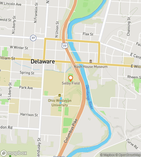 Map of scavenger hunt walking tour for Ohio Wesleyan University Hunt