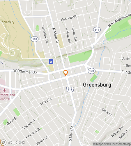 Reittikartta aarteenetsintäkävelykierrokselle Greensburgin aarteenetsintään