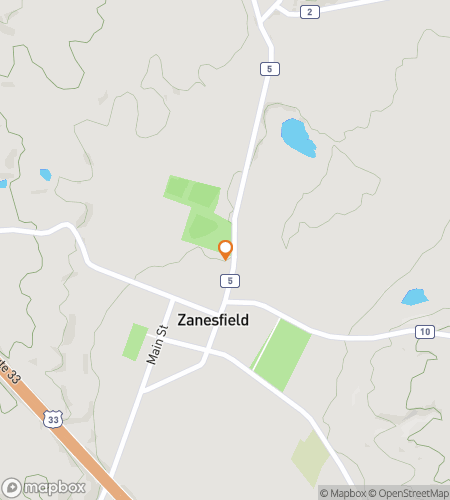 Map of scavenger hunt walking tour for Zanesfield Zany Scavenger Soiree