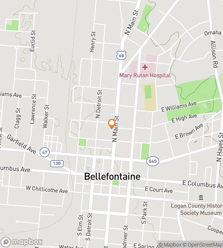 Map of scavenger hunt walking tour for Bellefontaine‘s Bounty Bonanza