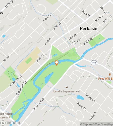 Map of scavenger hunt walking tour for Perkasie Past & Present Pursuit