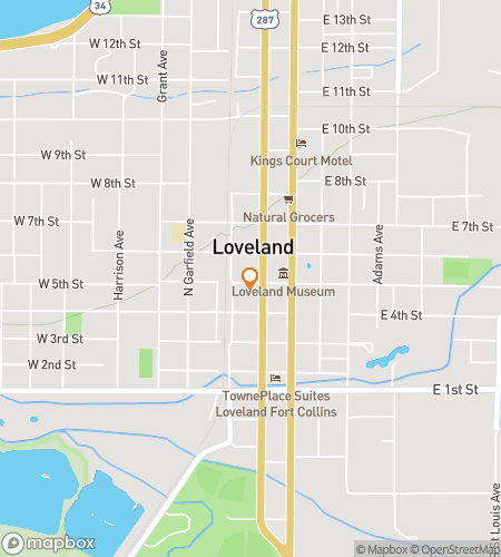 מפה של סיור הליכה בעקבות אוצרות עבור Loveland Colorado Bar Hunt
