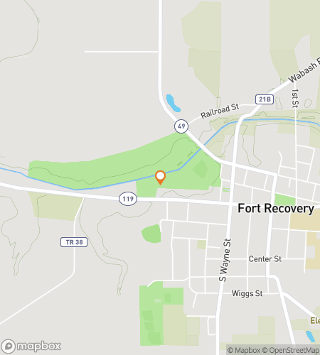 Map of scavenger hunt walking tour for Fort Recovery scavenger hunt