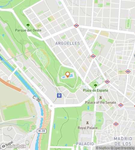 Map of scavenger hunt walking tour for Madrid‘s Mystical Montaña Hunt