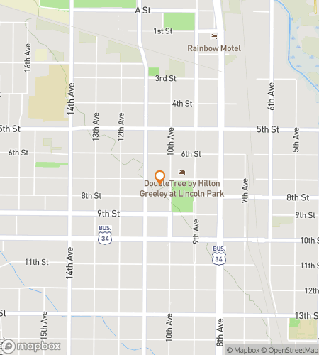 Map of scavenger hunt walking tour for Greeley: Ice, Art, and After-Dark Energy