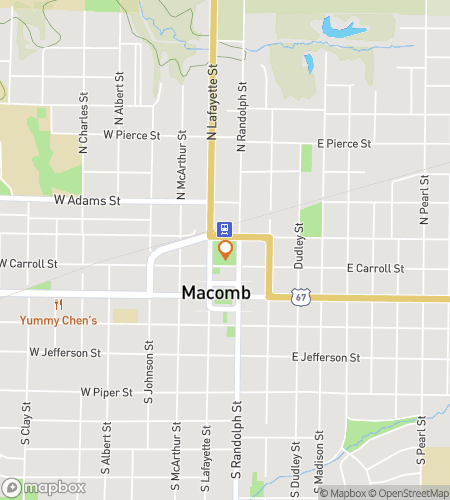 Hartă a turului pedestru de vânătoare de comori pentru "Macomb‘s Mischievous Mainstreet Hunt"