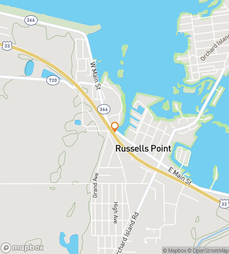 Map of scavenger hunt walking tour for Russells Point Roaming Riddles