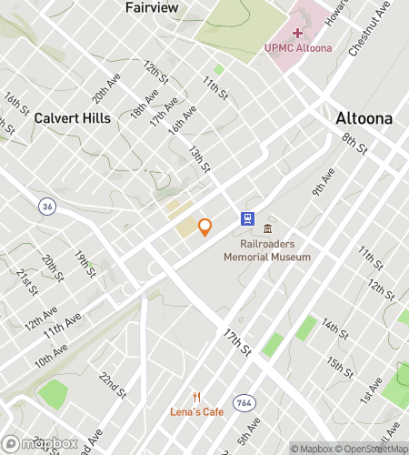 Map of scavenger hunt walking tour for Altoona‘s Downtown Dash & Discover Hunt