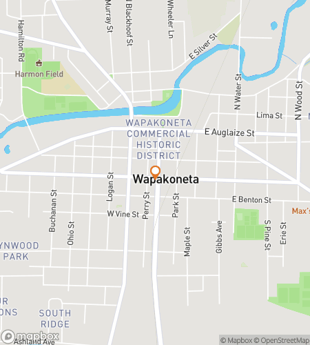 Map of scavenger hunt walking tour for Wapakoneta Whimsical Wonders Hunt