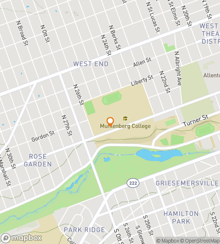 Mappa del tour a piedi della caccia al tesoro per la caccia al tesoro del Muhlenberg College