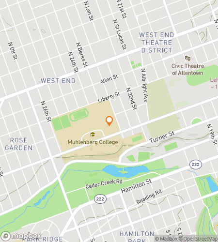 Kartta aarrejahtikävelykierrokselle Muhlenberg College Huntia varten