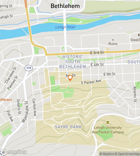 Map of scavenger hunt walking tour for Lehigh University's Brown & White Quest