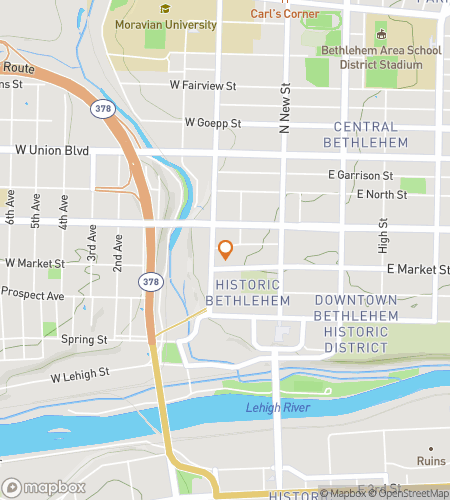 Map of scavenger hunt walking tour for Bethlehem Pennsylvania Bar Hunt