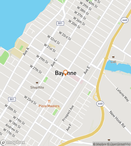 Map of scavenger hunt walking tour for Bayonne‘s Bountiful Bonanza Hunt