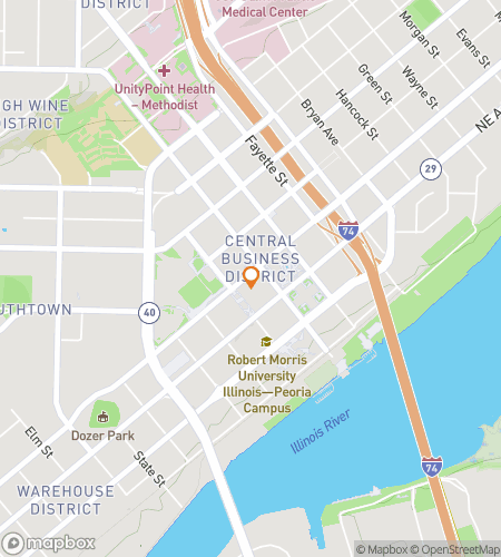 Map of scavenger hunt walking tour for Peoria Illinois Bar Crawl