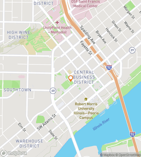 Map of scavenger hunt walking tour for Peoria Art & History