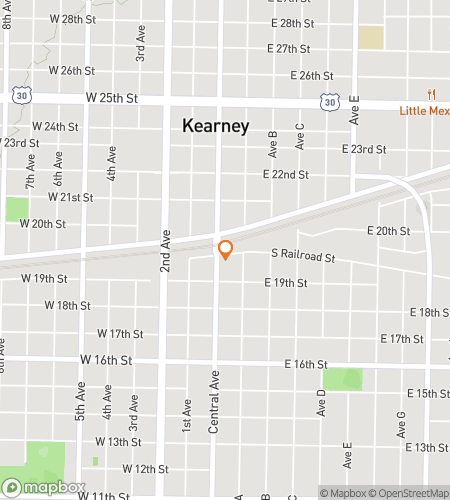 Map of scavenger hunt walking tour for Kearney‘s Downtown Dazzling Dash