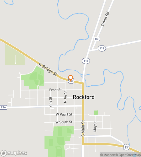 Map of scavenger hunt walking tour for Rockford Riddles & Rhymes Rampage