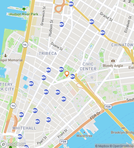 Map of scavenger hunt walking tour for Lower Manhattan Scavenger Hunt