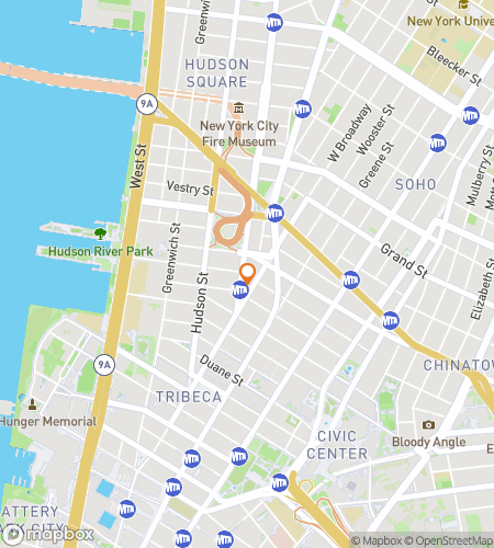 Map of scavenger hunt walking tour for Tribeca Scavenger Hunt