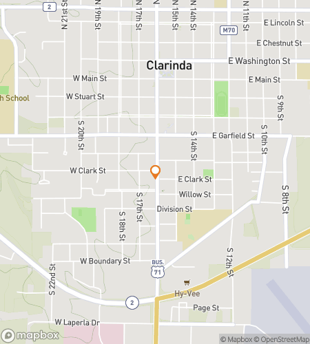 Map of scavenger hunt walking tour for Clarinda‘s Corn-tastic Caper