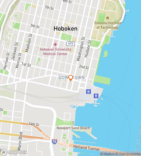 Map of scavenger hunt walking tour for Hoboken Highlights Hustle