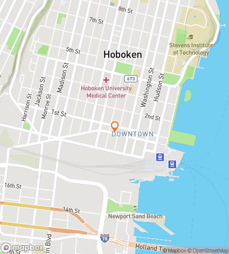 Map of scavenger hunt walking tour for Hoboken New Jersey Bar Hunt