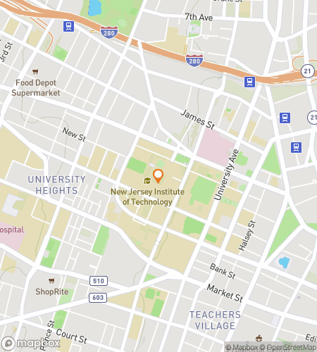 Mapa procházky s honbou za pokladem pro New Jersey Institute of Technology Hunt