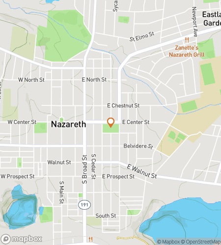 Map of scavenger hunt walking tour for Nazareth Nifty Notables Hunt