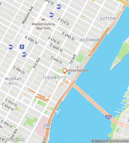 Map of scavenger hunt walking tour for Around The United Nations Headquarters