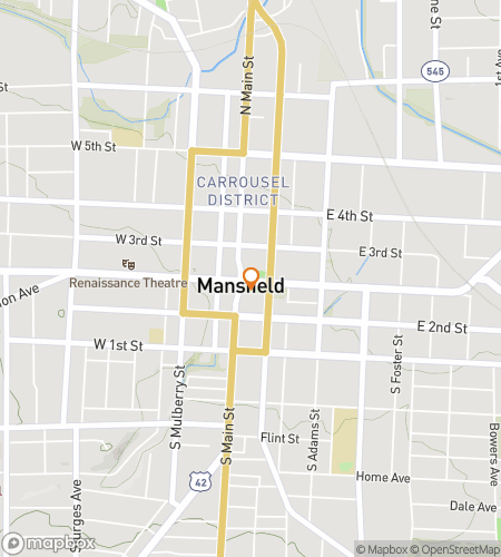 Map of scavenger hunt walking tour for Mansfield Scavenger Hunt