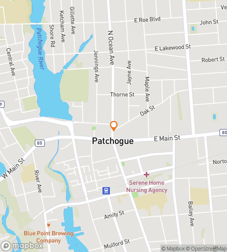 Map of scavenger hunt walking tour for Patchogue Explorer Challenge