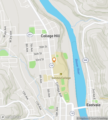 Map of scavenger hunt walking tour for Geneva College Hunt