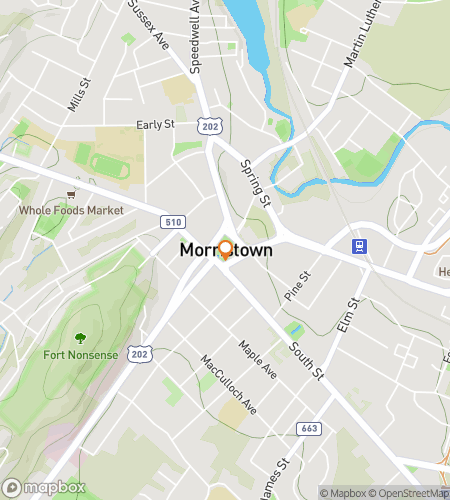 Map of scavenger hunt walking tour for Hunt for Morristown History