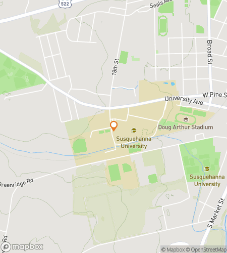 Map of scavenger hunt walking tour for Susquehanna University Hunt