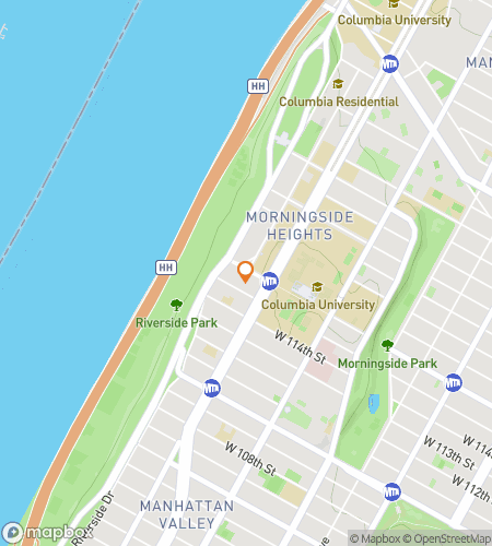 Map of scavenger hunt walking tour for Morningside Heights Puzzling Pursuit