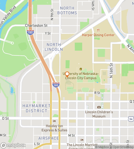 Map of scavenger hunt walking tour for Huskerville Hilarity Hunt