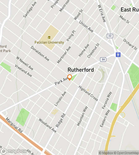 Map of scavenger hunt walking tour for Rutherford Scavenger Hunt