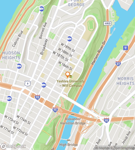 Map of scavenger hunt walking tour for Maccabee Mysteries: Yeshiva University Quest