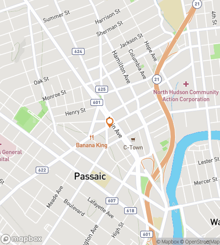 Map of scavenger hunt walking tour for Passaic Puzzling Pursuit