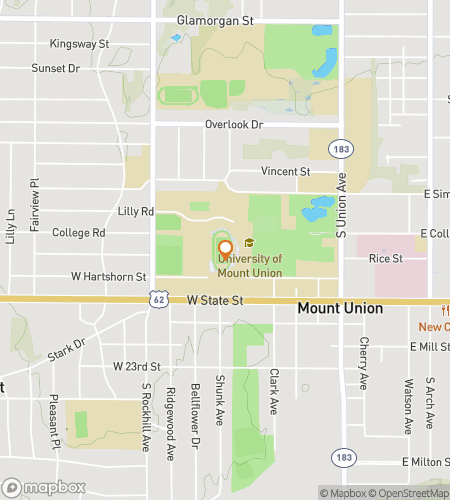 Map of scavenger hunt walking tour for University of Mount Union Hunt