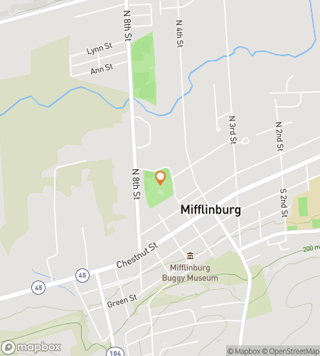 Map of scavenger hunt walking tour for Mifflinburg‘s Buggy Bonanza Hunt