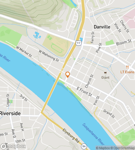 Map of scavenger hunt walking tour for Danville Pennsylvania Scavenger Hunt