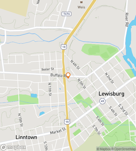 Kart over skattejakt-g&aring;tur for Bucknell University Skattejakt