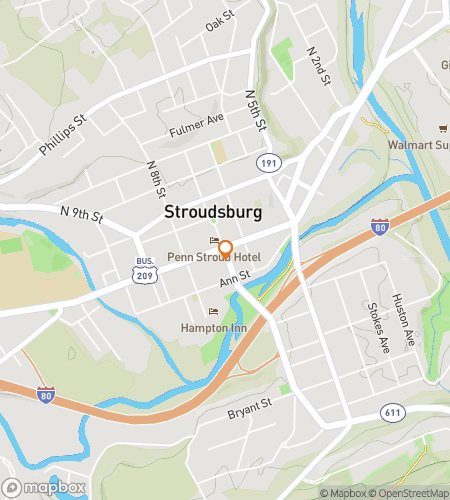 Map of scavenger hunt walking tour for Stroudsburg Stupendous Scavenger Search