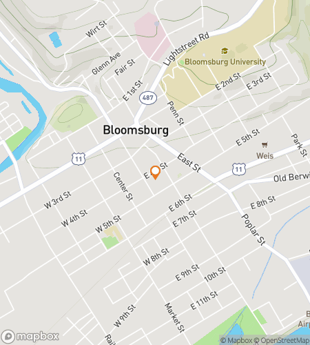 Map of scavenger hunt walking tour for Bloomsburg Bounty Bonanza