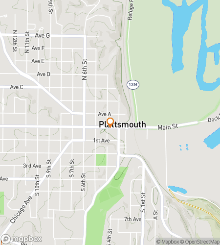 Map of scavenger hunt walking tour for Plattsmouth Pursuit Party