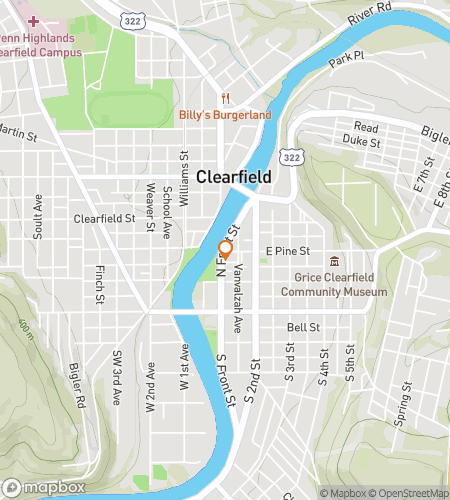 Map of scavenger hunt walking tour for Clearfield scavenger hunt